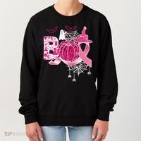 Boo Halloween Pumpkin Pink Ribbon Witch Ghost Breast Cancer Women's Sweatshirt thumb 0