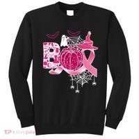 Boo Halloween Pumpkin Pink Ribbon Witch Ghost Breast Cancer Sweatshirt thumb 0