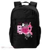 Boo Halloween Pumpkin Pink Ribbon Witch Ghost Breast Cancer Backpack thumb 0