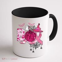 Boo Halloween Pumpkin Pink Ribbon Witch Ghost Breast Cancer Coffee Mug thumb 1
