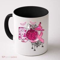 Boo Halloween Pumpkin Pink Ribbon Witch Ghost Breast Cancer Coffee Mug thumb 0