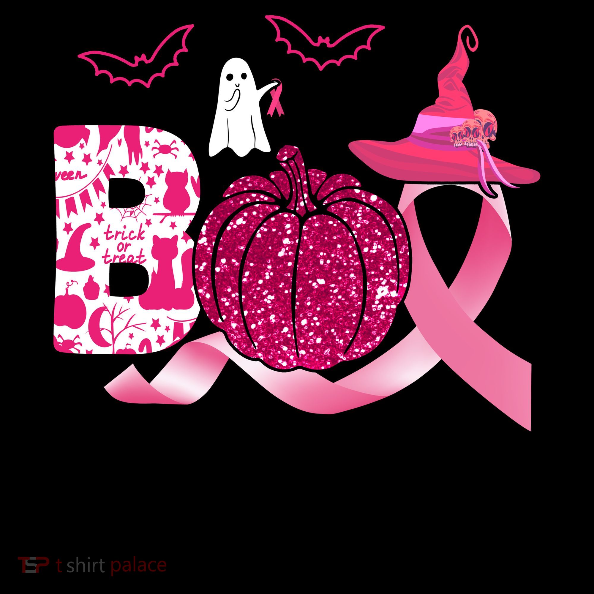 Boo Halloween Pumpkin Pink Ribbon Witch Ghost Breast Cancer Coffee Mug