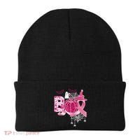 Boo Halloween Pumpkin Pink Ribbon Witch Ghost Breast Cancer Beanie thumb 0