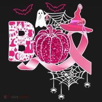 Boo Halloween Pumpkin Pink Ribbon Witch Ghost Breast Cancer Women's Hoodie thumb 2