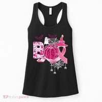 Boo Halloween Pumpkin Pink Ribbon Witch Ghost Breast Cancer Women's Tank Top thumb 0