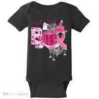 Boo Halloween Pumpkin Pink Ribbon Witch Ghost Breast Cancer Baby Bodysuit thumb 0