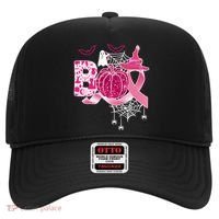 Boo Halloween Pumpkin Pink Ribbon Witch Ghost Breast Cancer Hat thumb 0