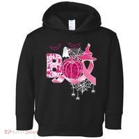 Boo Halloween Pumpkin Pink Ribbon Witch Ghost Breast Cancer Toddler Hoodie thumb 0