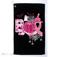 Boo Halloween Pumpkin Pink Ribbon Witch Ghost Breast Cancer Golf Towel thumb 0