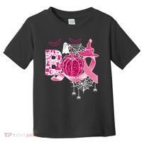 Boo Halloween Pumpkin Pink Ribbon Witch Ghost Breast Cancer Toddler T-Shirt thumb 0