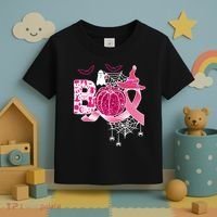 Boo Halloween Pumpkin Pink Ribbon Witch Ghost Breast Cancer Toddler T-Shirt thumb 3