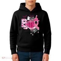 Boo Halloween Pumpkin Pink Ribbon Witch Ghost Breast Cancer Kids Hoodie thumb 4