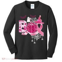 Boo Halloween Pumpkin Pink Ribbon Witch Ghost Breast Cancer Kids Long Sleeve Shirt thumb 0