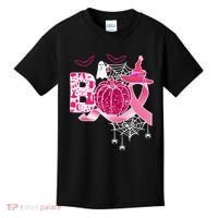 Boo Halloween Pumpkin Pink Ribbon Witch Ghost Breast Cancer Kids T-Shirt thumb 0