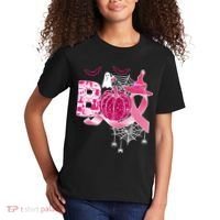 Boo Halloween Pumpkin Pink Ribbon Witch Ghost Breast Cancer Kids T-Shirt thumb 2