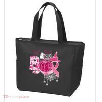 Boo Halloween Pumpkin Pink Ribbon Witch Ghost Breast Cancer Tote Bag thumb 3