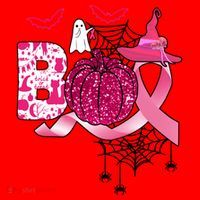 Boo Halloween Pumpkin Pink Ribbon Witch Ghost Breast Cancer Santa Hat thumb 1