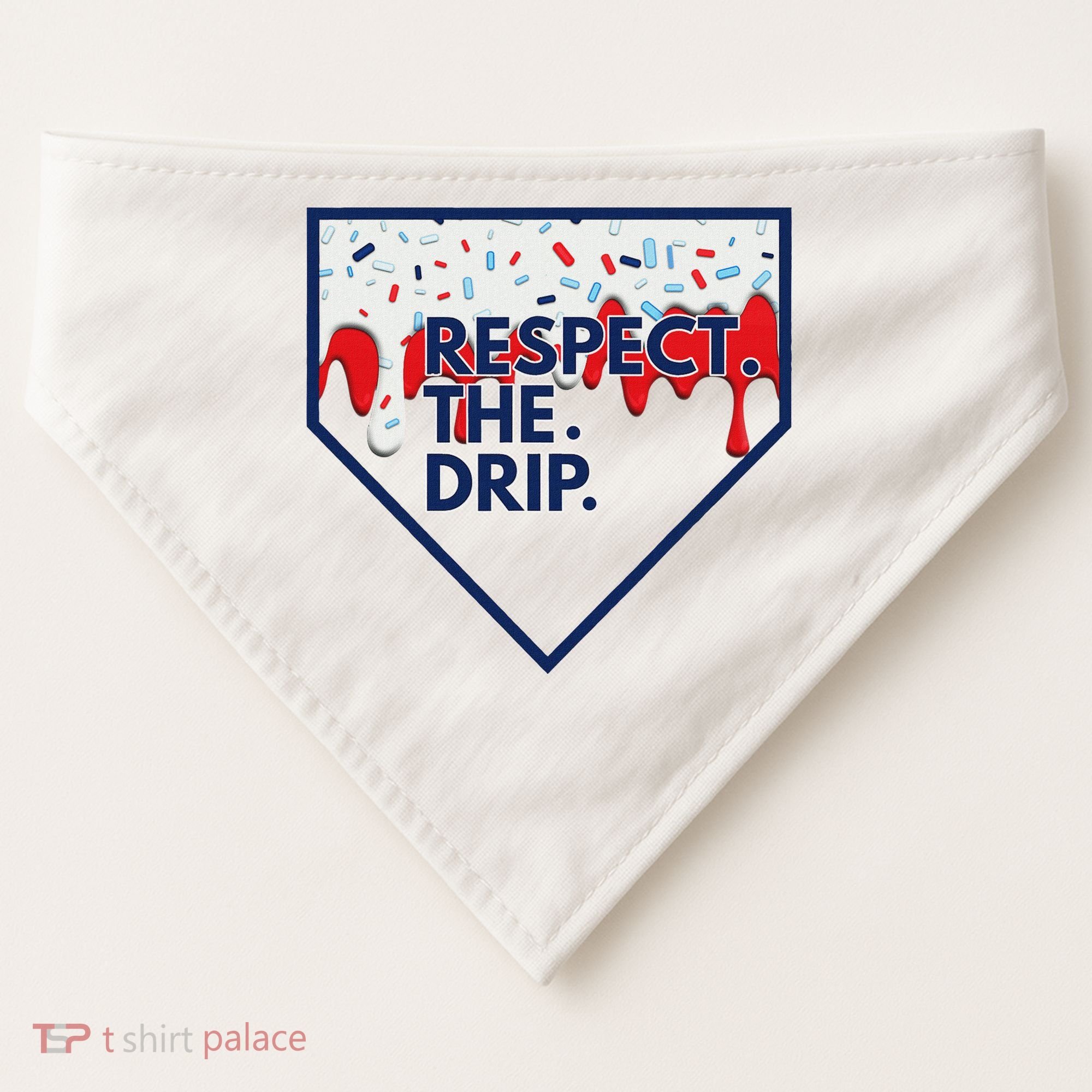 B.A.S.E.B.A.L.L Home Plate Drip For Ice Cream Spinkle USA-Made Doggie Bandana