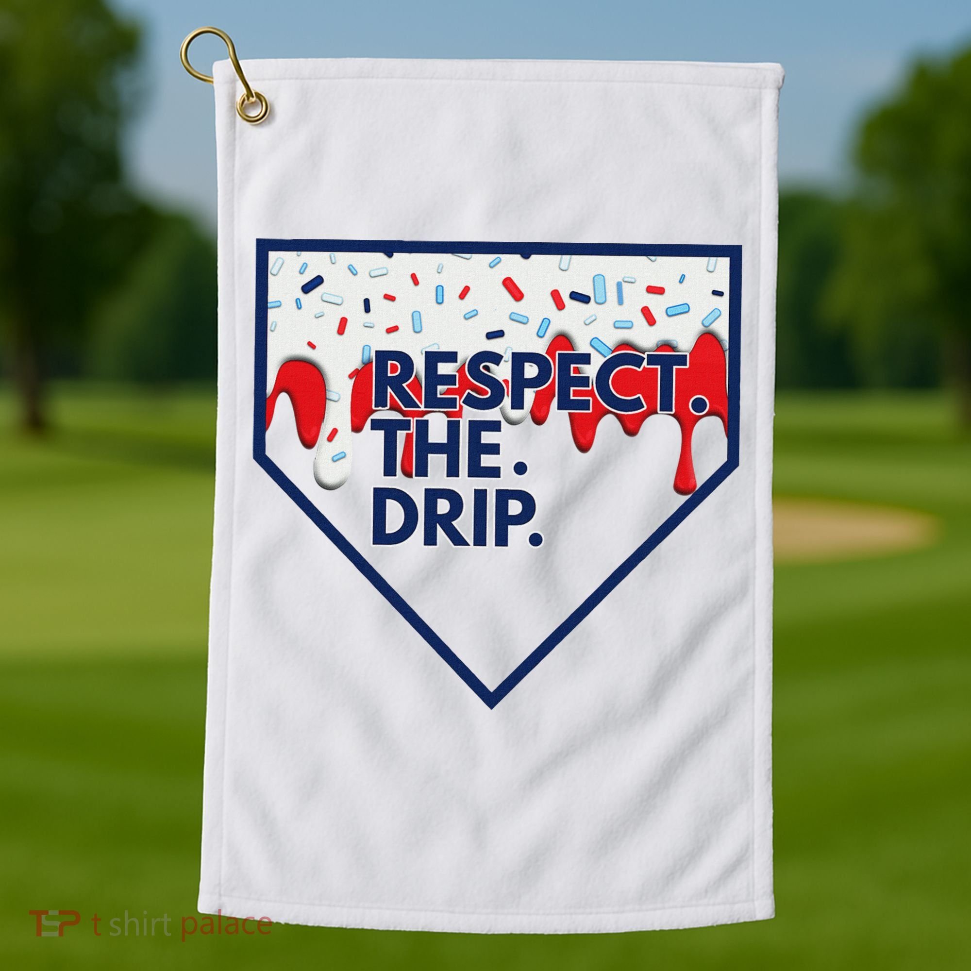 B.A.S.E.B.A.L.L Home Plate Drip For Ice Cream Spinkle Golf Towel