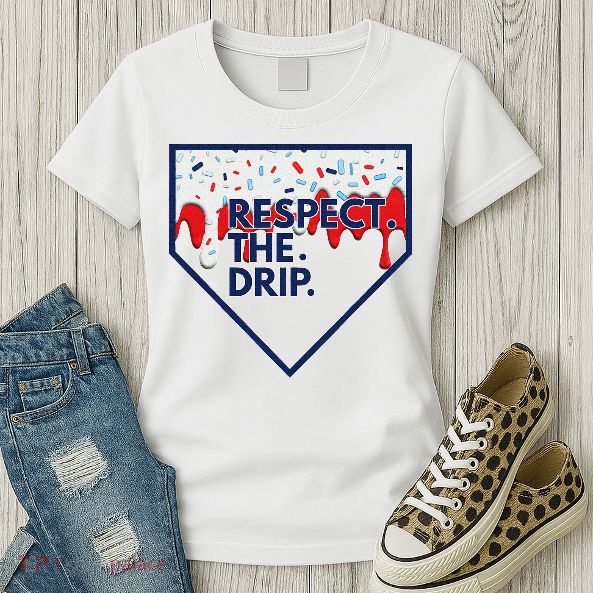 B.A.S.E.B.A.L.L Home Plate Drip For Ice Cream Spinkle Women's T-Shirt