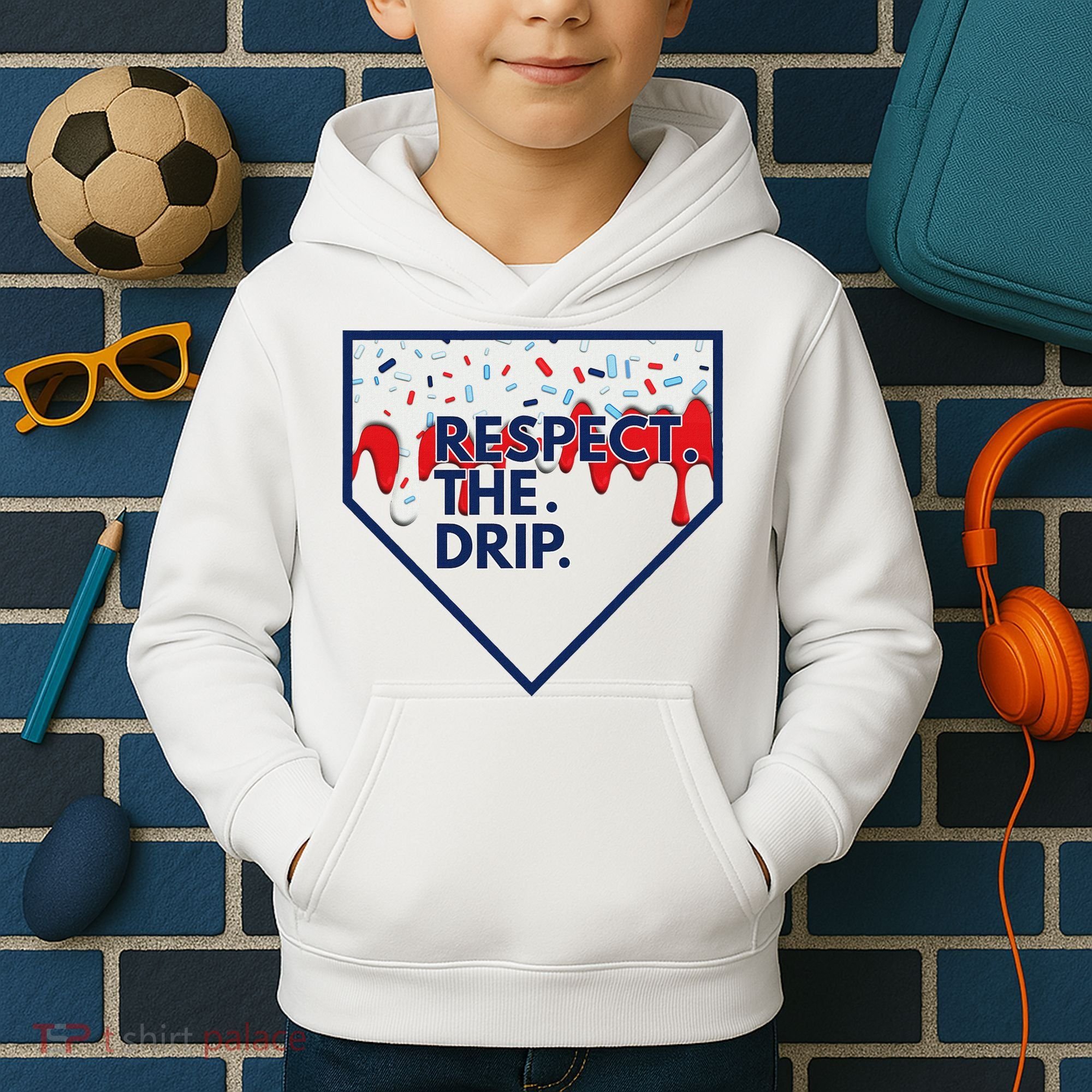 B.A.S.E.B.A.L.L Home Plate Drip For Ice Cream Spinkle Kids Hoodie