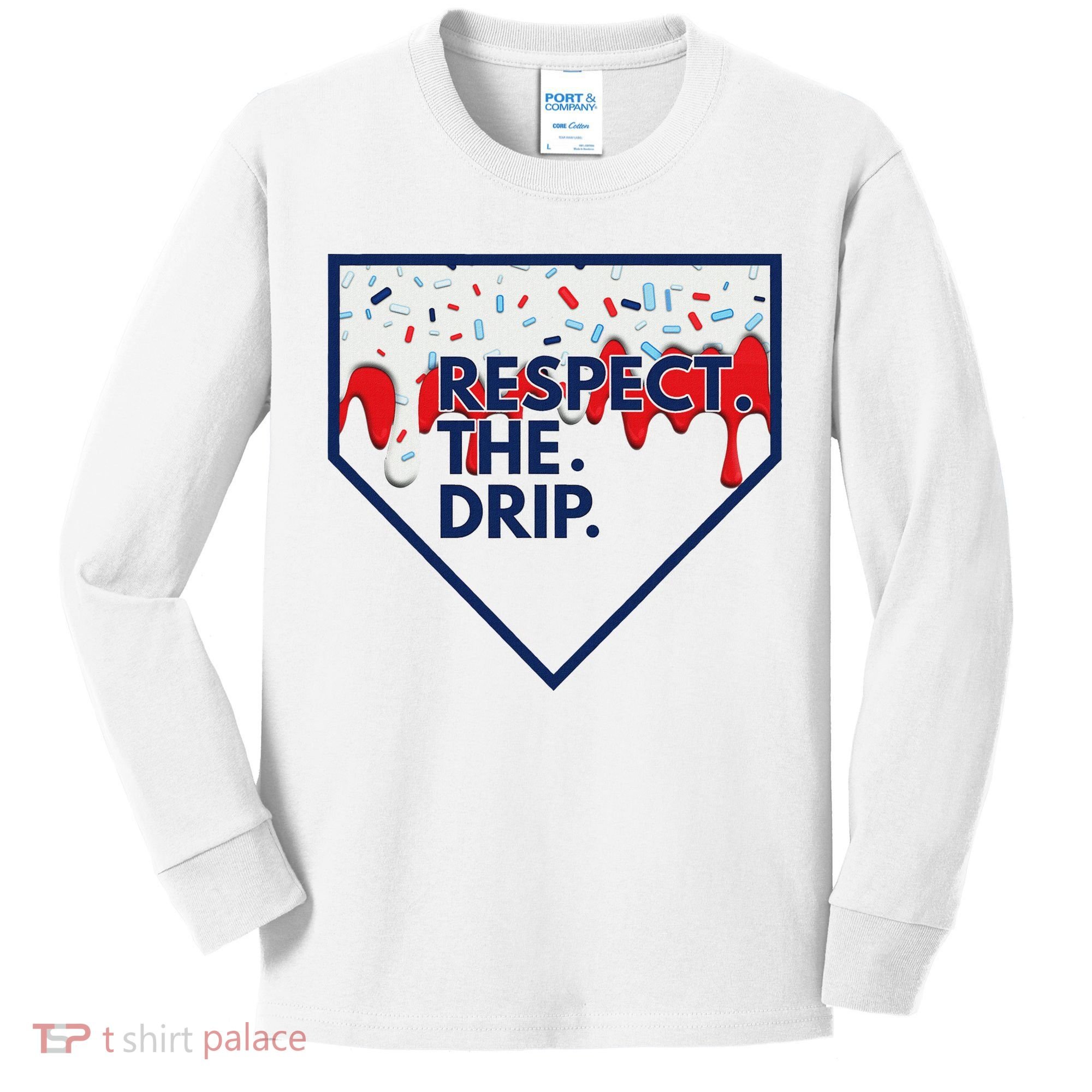 B.A.S.E.B.A.L.L Home Plate Drip For Ice Cream Spinkle Kids Long Sleeve Shirt