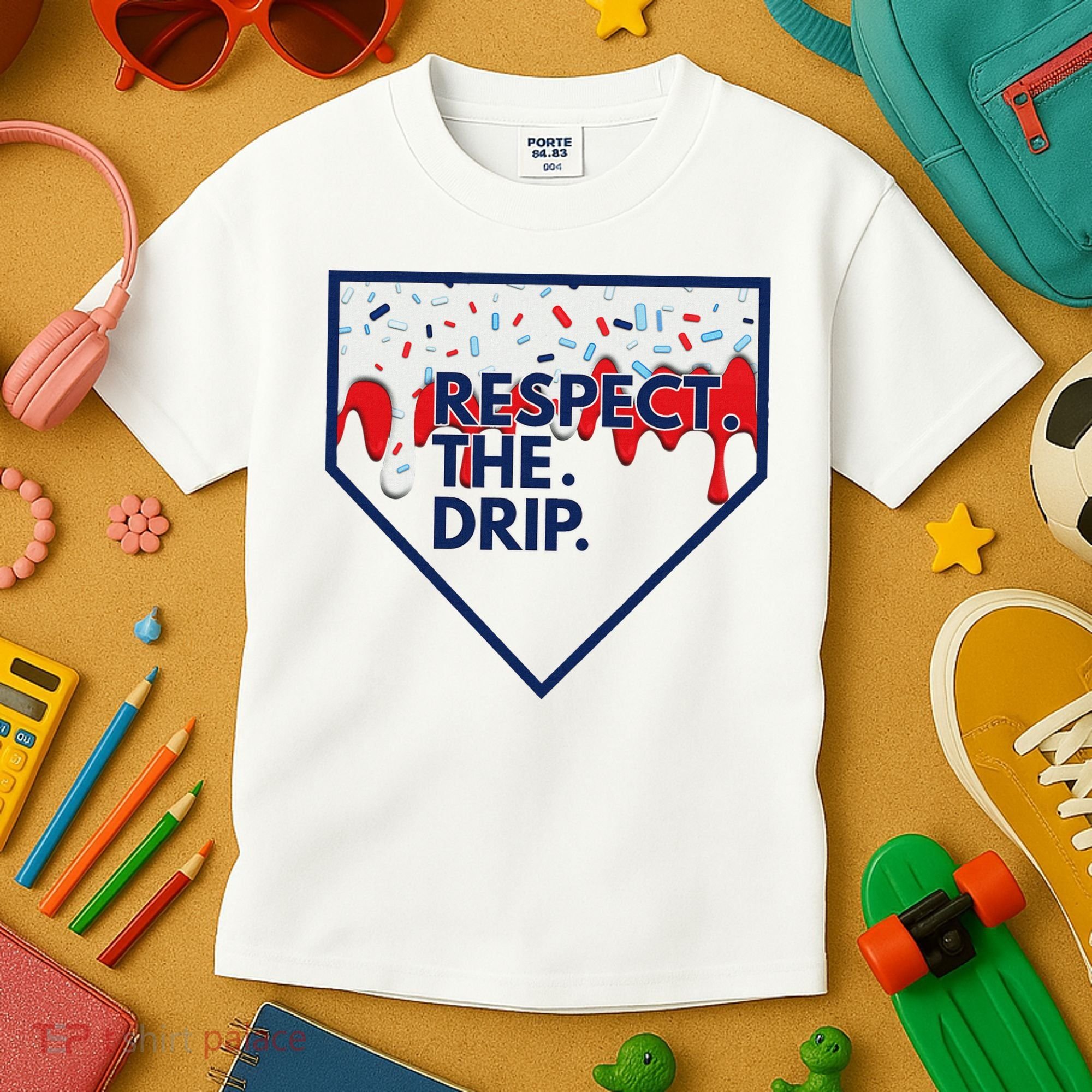 B.A.S.E.B.A.L.L Home Plate Drip For Ice Cream Spinkle Kids T-Shirt