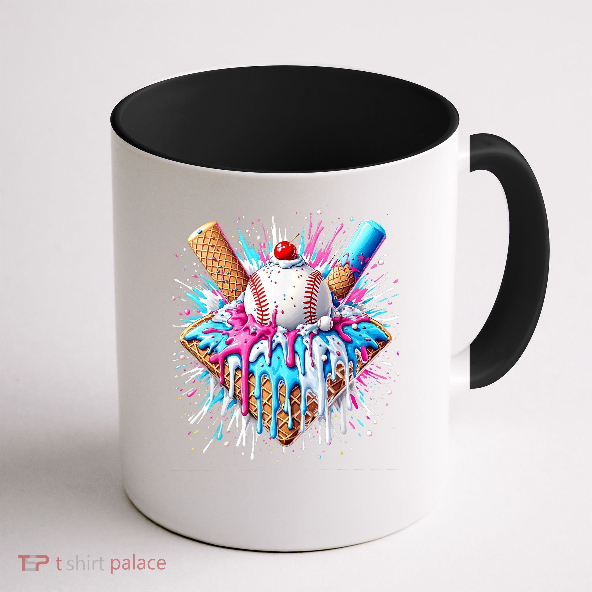 Baseball Home Plate Drip Ice Cream Spinkle Baseball Home Plate Ice Cream Drip Fun Sports Lover  Coffee Mug