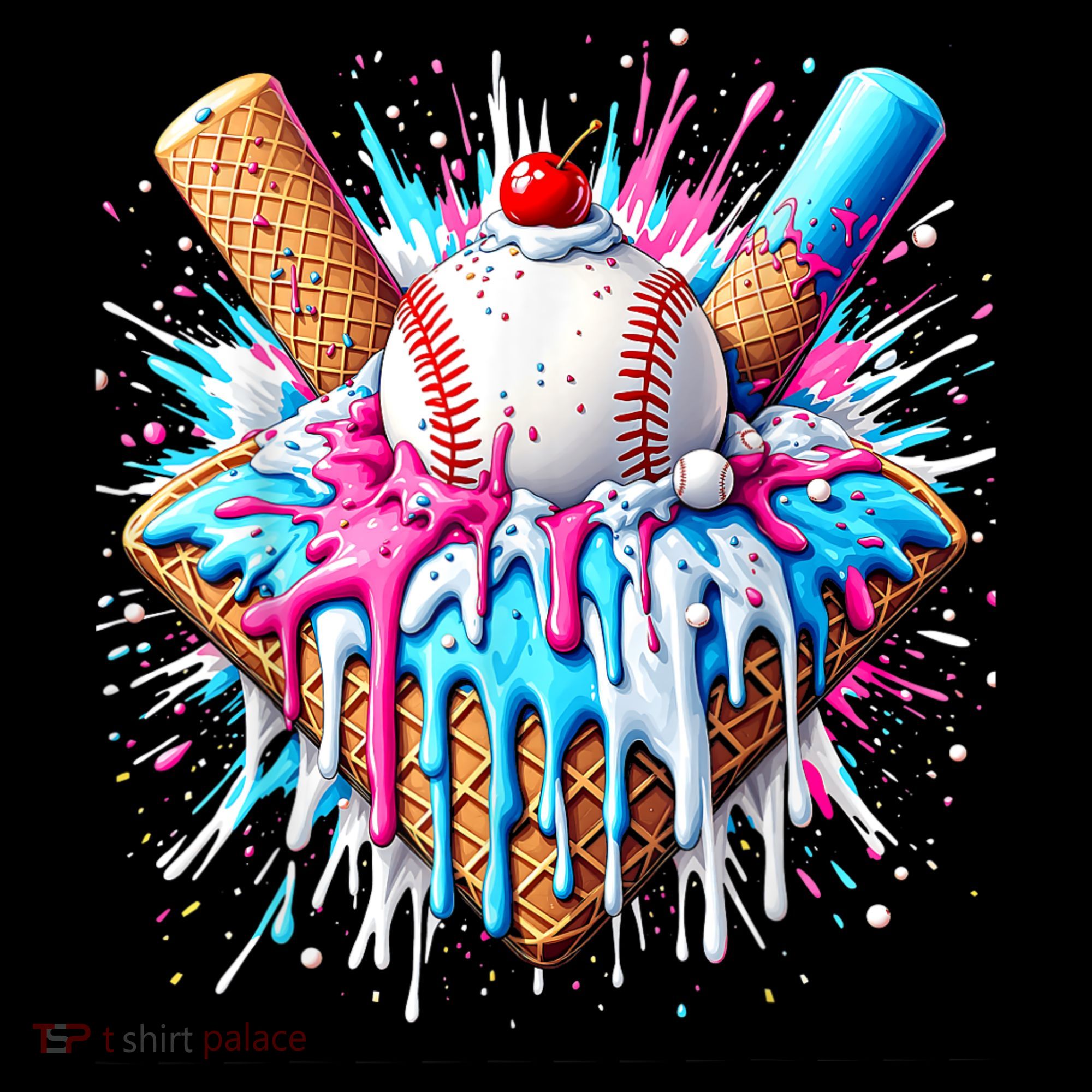 Baseball Home Plate Drip Ice Cream Spinkle Baseball Home Plate Ice Cream Drip Fun Sports Lover  Coffee Mug