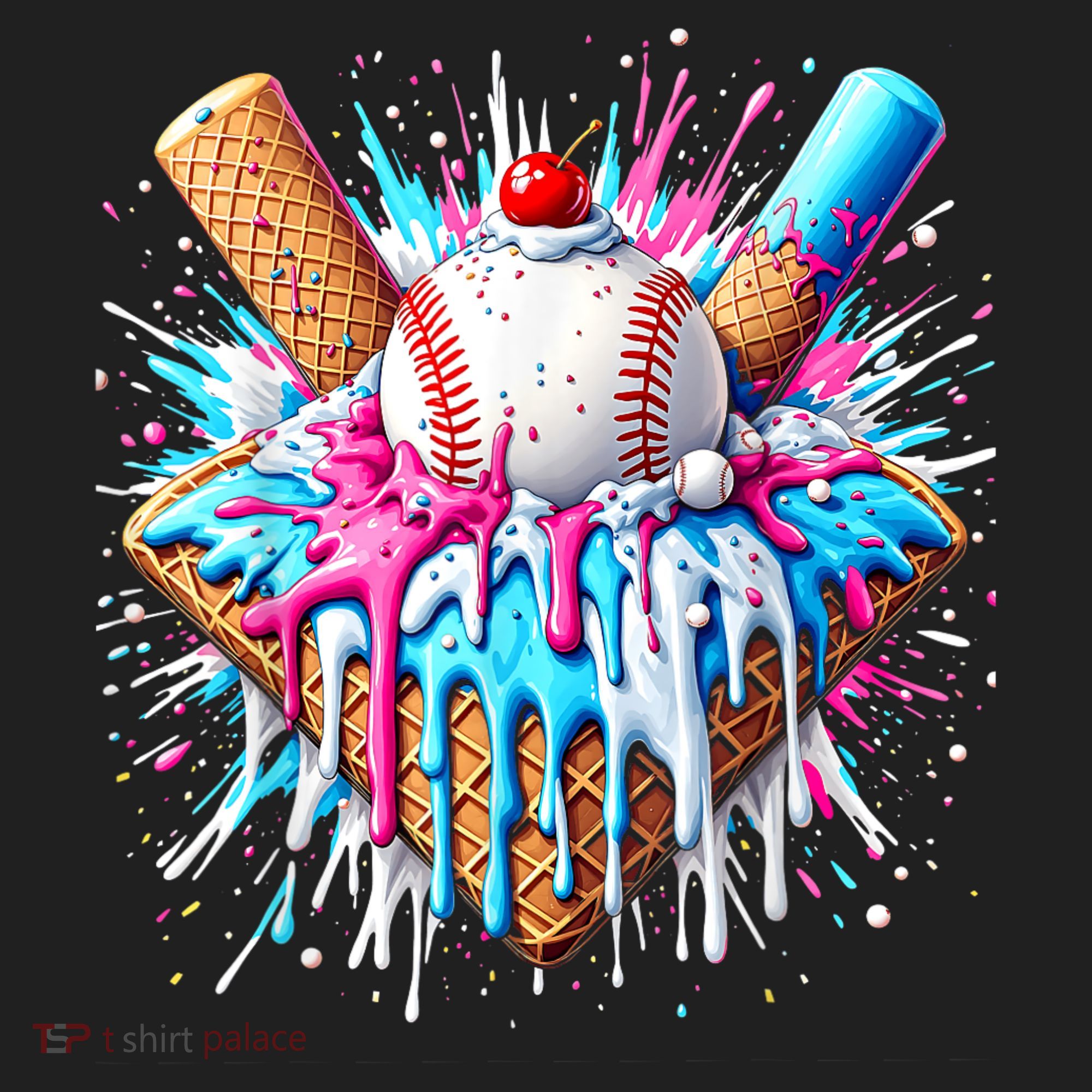 Baseball Home Plate Drip Ice Cream Spinkle Baseball Home Plate Ice Cream Drip Fun Sports Lover  Beanie