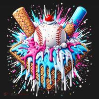 Baseball Home Plate Drip Ice Cream Spinkle Baseball Home Plate Ice Cream Drip Fun Sports Lover  Women's Hoodie thumb 2