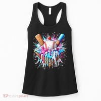 Baseball Home Plate Drip Ice Cream Spinkle Baseball Home Plate Ice Cream Drip Fun Sports Lover  Women's Tank Top thumb 0