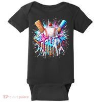 Baseball Home Plate Drip Ice Cream Spinkle Baseball Home Plate Ice Cream Drip Fun Sports Lover  Baby Bodysuit thumb 0