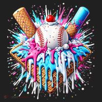 Baseball Home Plate Drip Ice Cream Spinkle Baseball Home Plate Ice Cream Drip Fun Sports Lover  Hat thumb 2