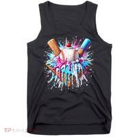 Baseball Home Plate Drip Ice Cream Spinkle Baseball Home Plate Ice Cream Drip Fun Sports Lover  Tank Top thumb 0