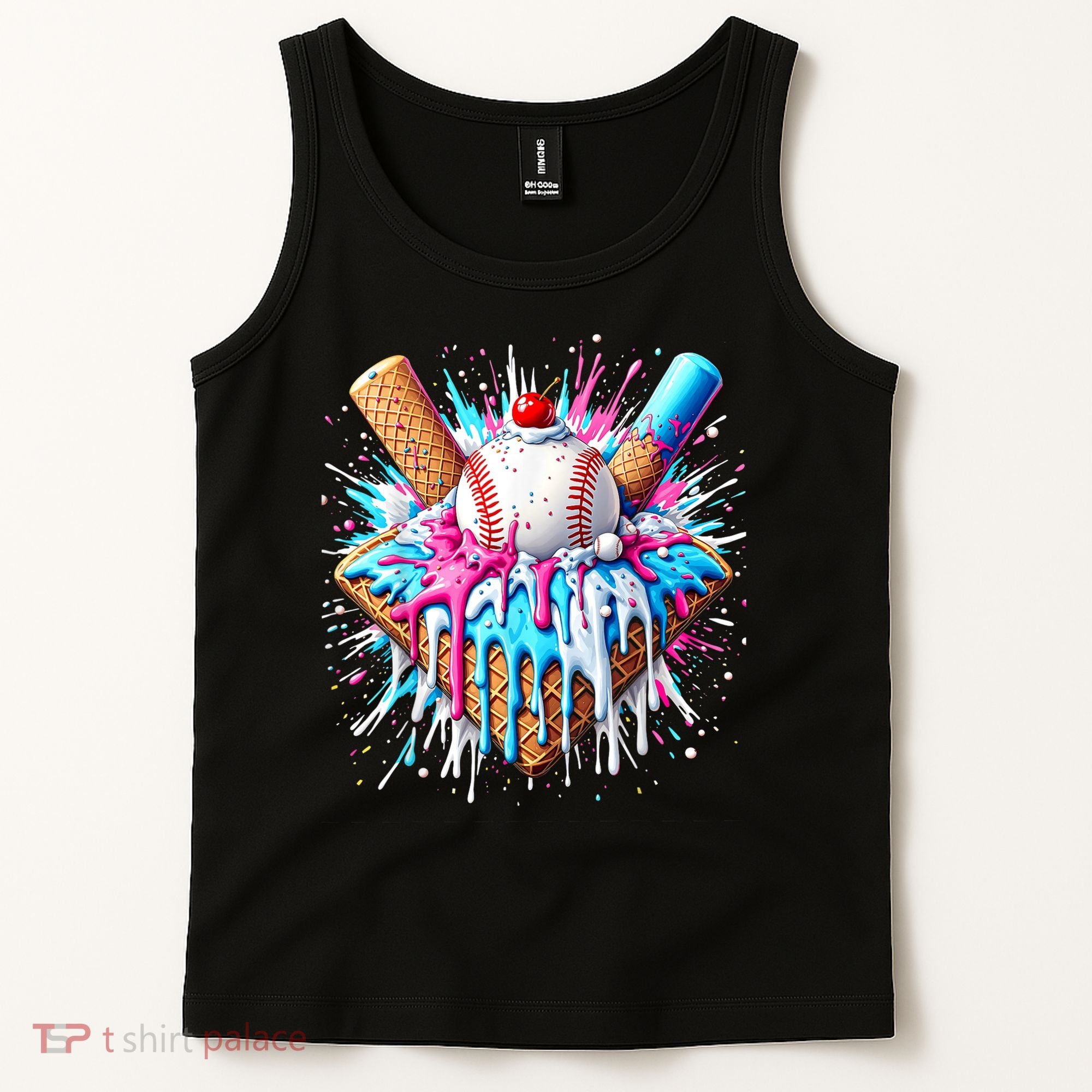 Baseball Home Plate Drip Ice Cream Spinkle Baseball Home Plate Ice Cream Drip Fun Sports Lover  Tank Top