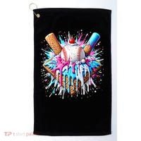Baseball Home Plate Drip Ice Cream Spinkle Baseball Home Plate Ice Cream Drip Fun Sports Lover  Golf Towel thumb 0