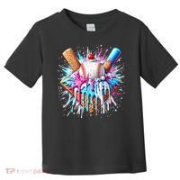 Baseball Home Plate Drip Ice Cream Spinkle Baseball Home Plate Ice Cream Drip Fun Sports Lover  Toddler T-Shirt thumb 0