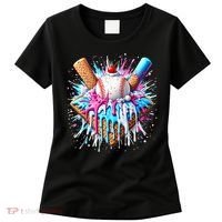 Baseball Home Plate Drip Ice Cream Spinkle Baseball Home Plate Ice Cream Drip Fun Sports Lover  Women's T-Shirt thumb 0