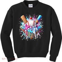 Baseball Home Plate Drip Ice Cream Spinkle Baseball Home Plate Ice Cream Drip Fun Sports Lover  Kids Sweatshirt thumb 0