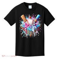 Baseball Home Plate Drip Ice Cream Spinkle Baseball Home Plate Ice Cream Drip Fun Sports Lover  Kids T-Shirt thumb 0