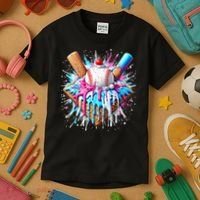 Baseball Home Plate Drip Ice Cream Spinkle Baseball Home Plate Ice Cream Drip Fun Sports Lover  Kids T-Shirt thumb 3