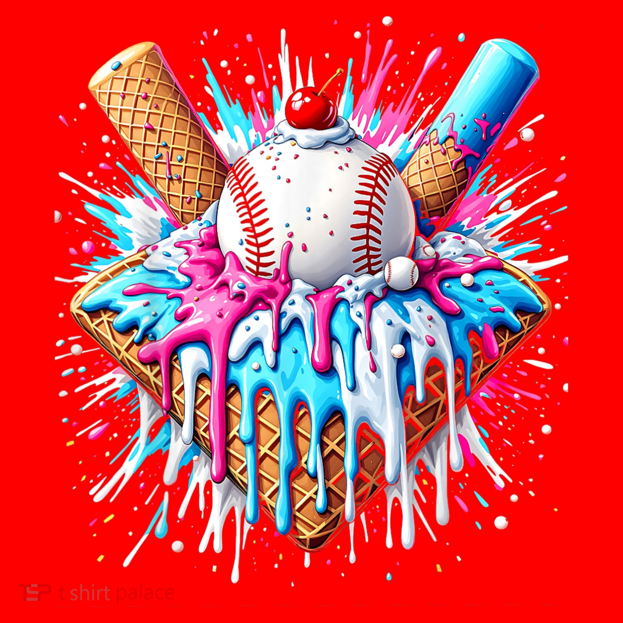 Baseball Home Plate Drip Ice Cream Spinkle Baseball Home Plate Ice Cream Drip Fun Sports Lover  Santa Hat