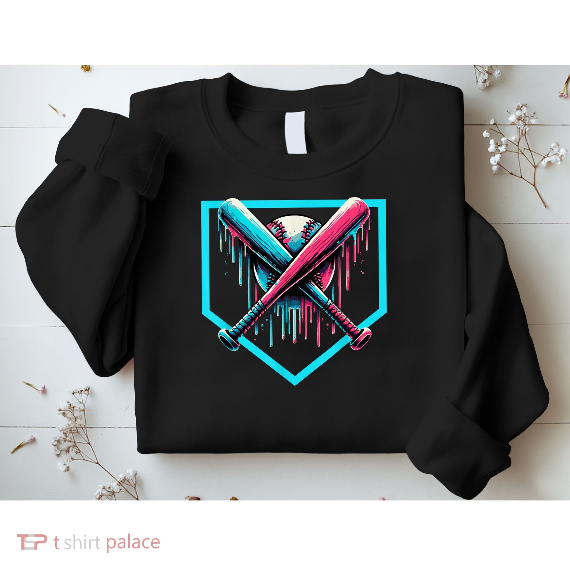 Baseball Home Plate Drip Boys Baseball Bat Baseball Drip Sweatshirt