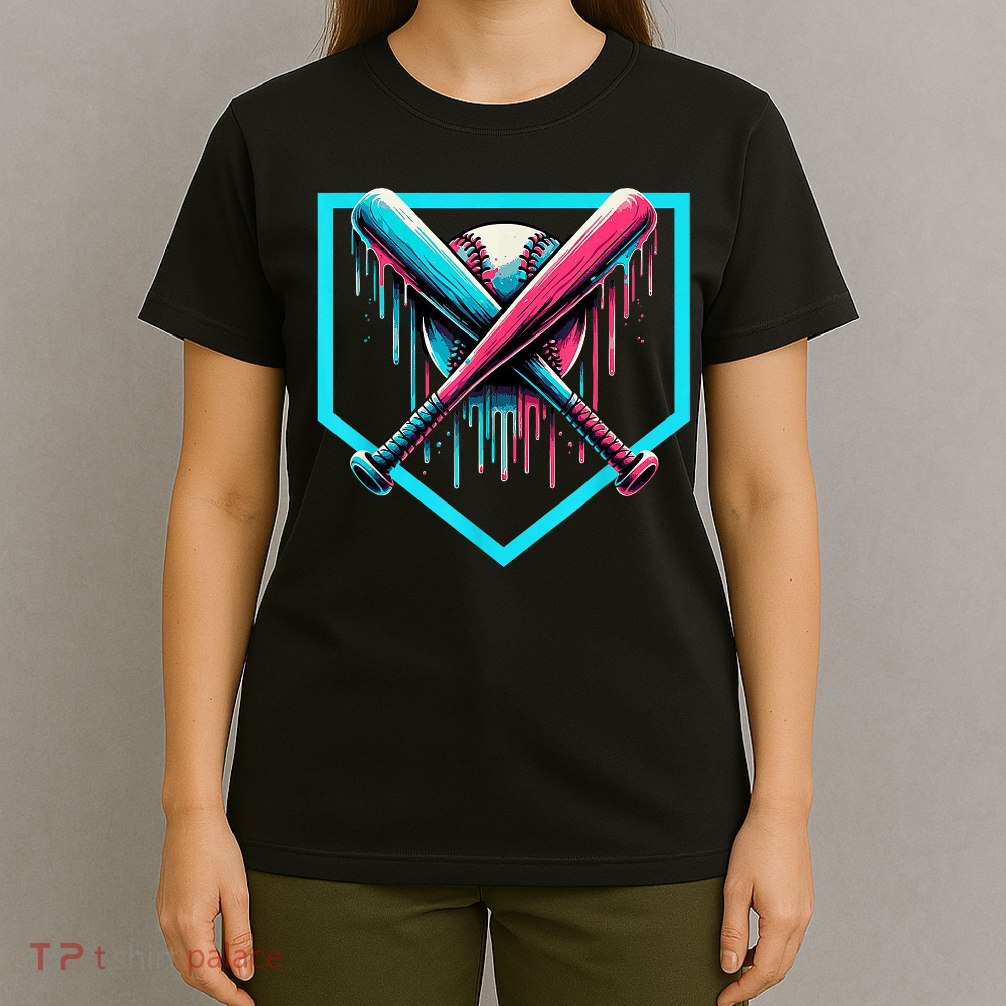 Baseball Home Plate Drip Boys Baseball Bat Baseball Drip T-Shirt