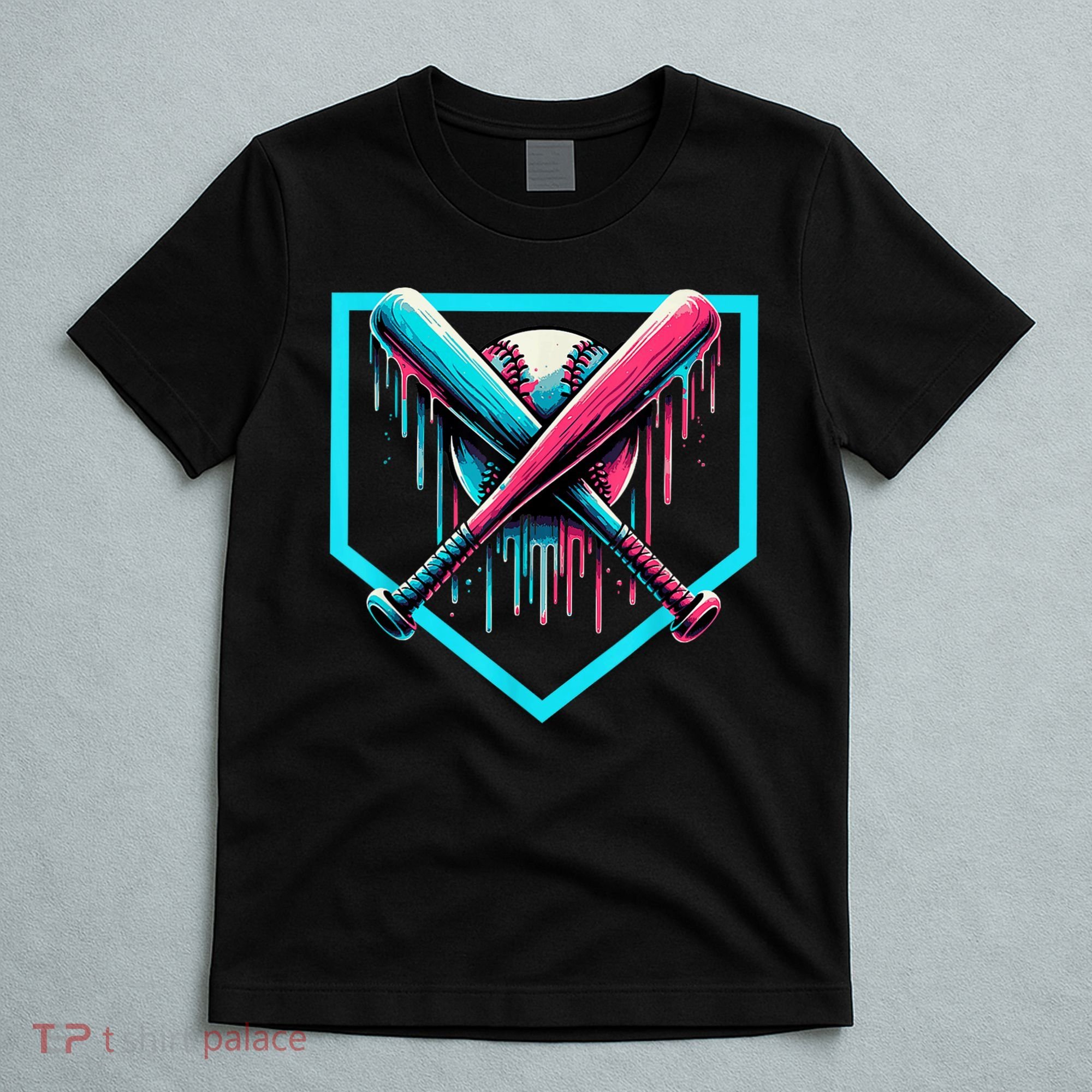 Baseball Home Plate Drip Boys Baseball Bat Baseball Drip T-Shirt