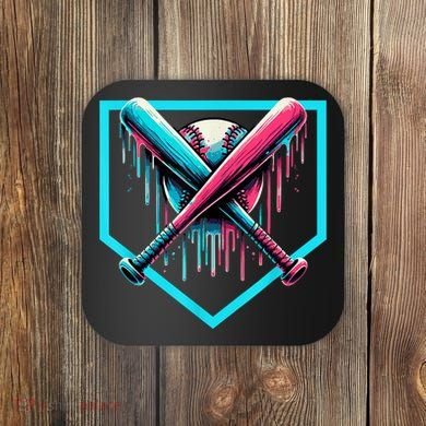 Baseball Home Plate Drip Boys Baseball Bat Baseball Drip Coaster