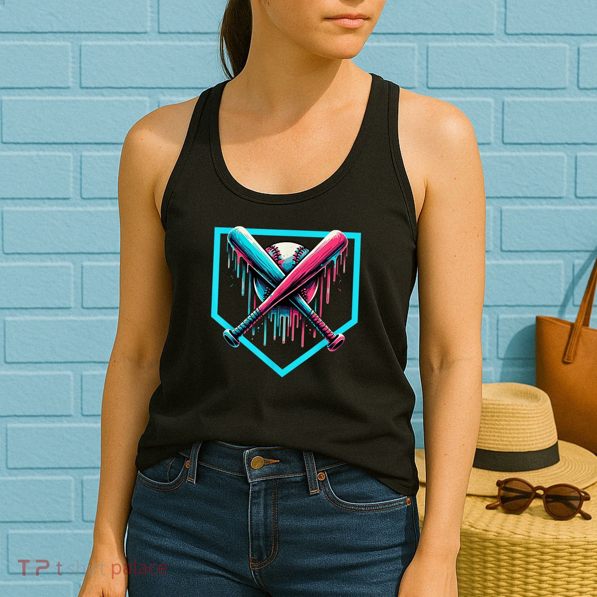 Baseball Home Plate Drip Boys Baseball Bat Baseball Drip Women's Tank Top