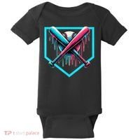 Baseball Home Plate Drip Boys Baseball Bat Baseball Drip Baby Bodysuit thumb 0