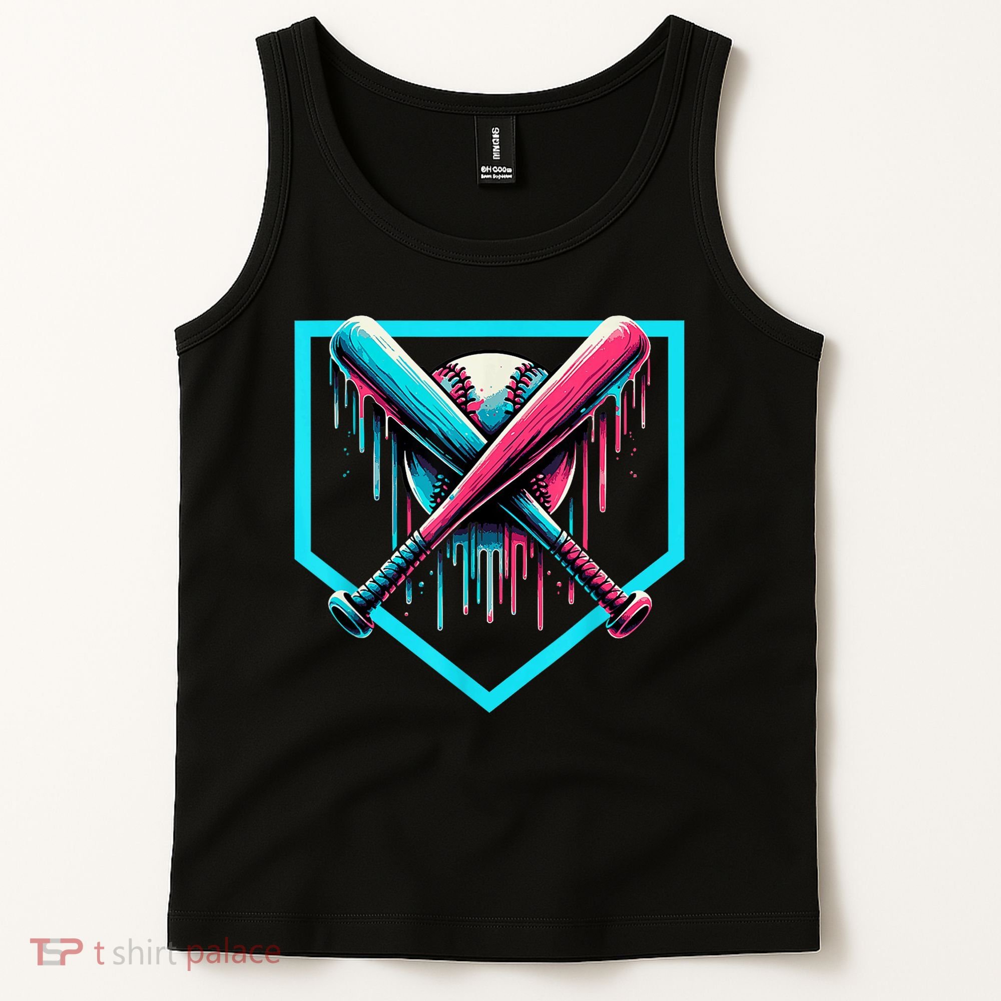 Baseball Home Plate Drip Boys Baseball Bat Baseball Drip Tank Top